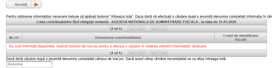 ANAF a publicat lista albă și lista neagră la 31 martie 2026